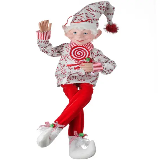 30" Fabric Bendable Candy Cane Elf {1}