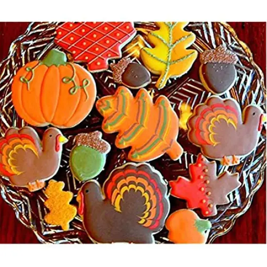 8 PiecesFall Thanksgiving Cookie Cutters Set -Pumpkin, Football,Turkey, Maple Leaf, Oak Leaf,Squirrel,Candy Corn and Acorn- Stainless Steel {3}