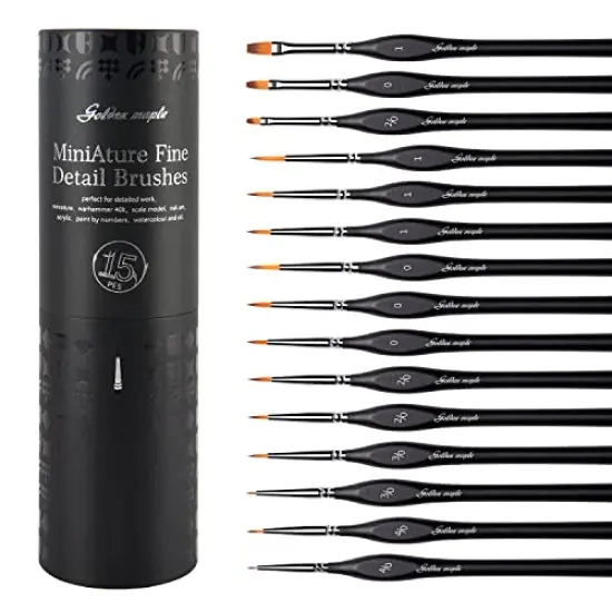 15 PCS Miniature Paint Brushes, Model Brushes Micro Detail Paint Brush Set, Fine Detailing for Acrylics, Oils, Watercolors & Paint by Number, Citadel, Figurine, Warhammer 40k (Black) {2}