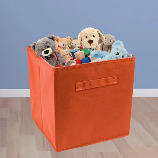 Sorbus Fabric Collapsible Cube Storage Bins Set (6 Pack) Orange {3}