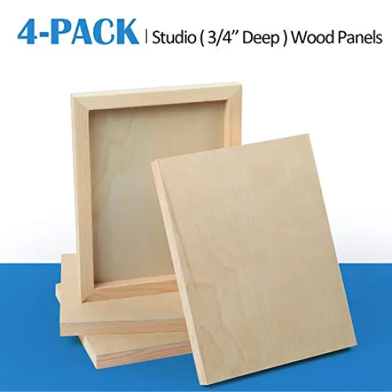 4 Pieces Unfinished Birch Wood Canvas Panels Kit, Falling in Art 8x10&rsquo;&rsquo; Studio 3/4&rsquo;&rsquo; Deep Cradle Boards for Pouring Art, Crafts, Painting and More {3}