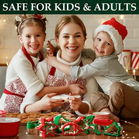 Christmas Cookie cutters Set 8 Pieces, Holiday Cookie Cutters with Comfort Grip, Stainless Steel Baking Cutters Christmas Shapes for Xmas, Gingerbread Man, Snowflakes, Christmas Tree, Santa, etc {2}