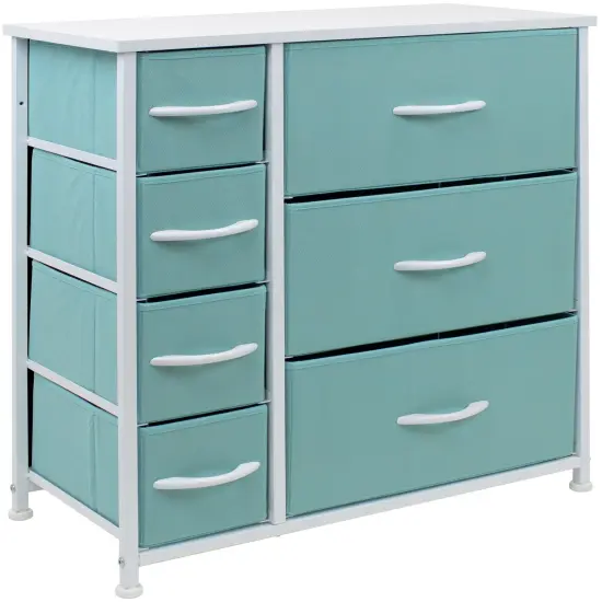 Sorbus Dresser with Drawers - Furniture Storage Tower Unit for Bedroom, Hallway, Closet, Office Organization - Steel Frame, Wood Top, Easy Pull Fabric Bins Aqua {1}