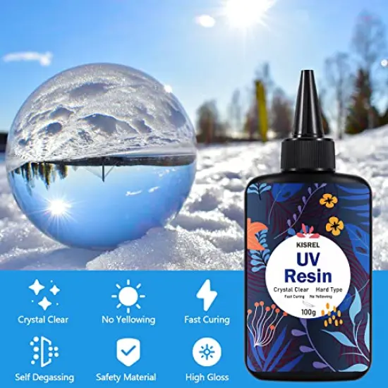KISREL UV Resin 300g - Upgraded UV Resin Kit, Hard Type Crystal Clear Ultraviolet Curing UV Epoxy Resin for Craft Jewelry Making {6}