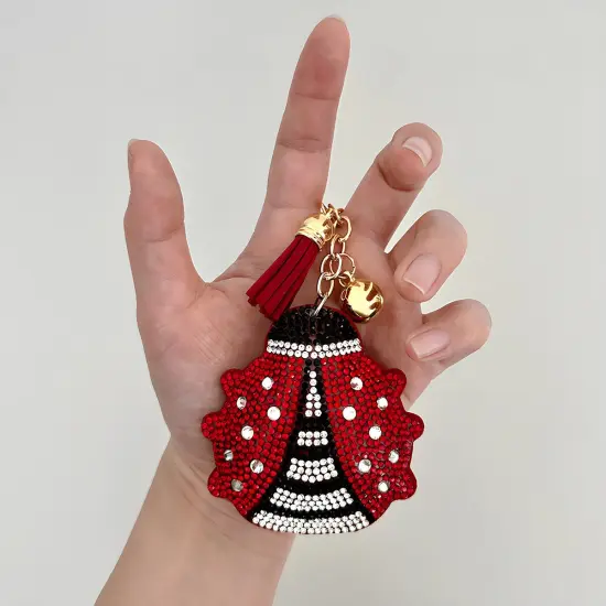Wrapables Crystal Bling Key Chain Keyring with Tassel Car Purse Handbag Pendant, Ladybug {3}