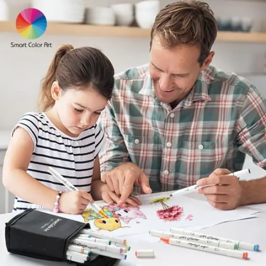 Art Markers, 44 Coloring Markers and 1 Blender, 45 Pack Alcohol Based Dual Tip Permanent Highlighters with Case, Excellent for Adults Kids Marking Drawing Sketching {3}