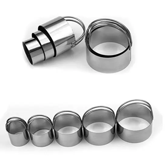 5 Pieces Circle Biscuit Cutter,Professional Stainless Steel Round Cookies Mold Tool with Ring Handle for Baking Pastry Doughnut {6}