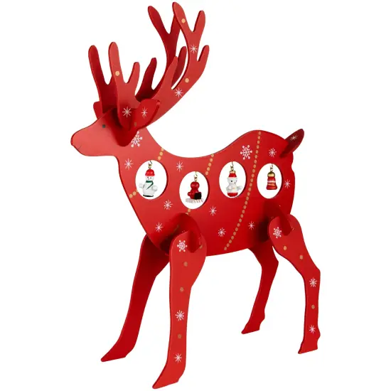 Northlight Reindeer Cut-Out Ornament Holder Christmas Decoration - 13.25" - Red and White {4}