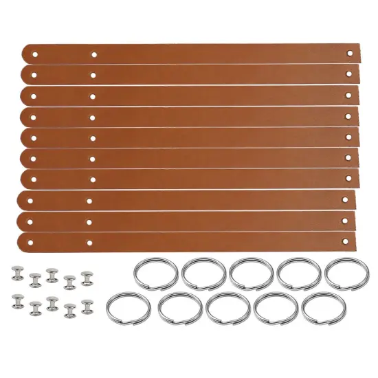 1/2" Blank Leather Keychains Kit - 10 Pre-Cut Blank Keyrings for Stamping & Engraving Honey {1}