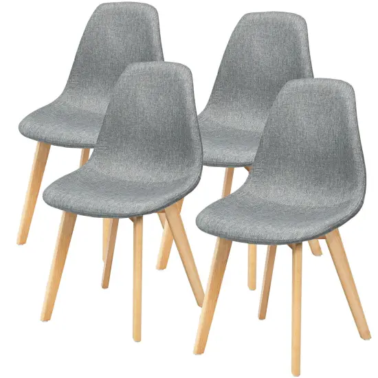 4 Pieces Modern Dining Chair Set with Wood Legs and Fabric Cushion Seat {1}