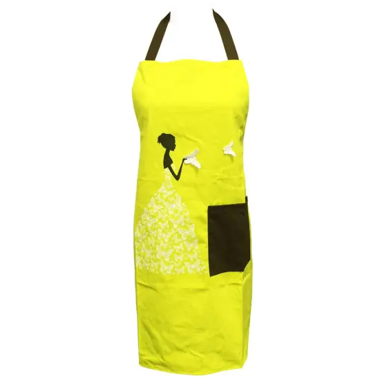 Wrapables Butterfly Girl Adjustable Work Apron, Yellow {1}