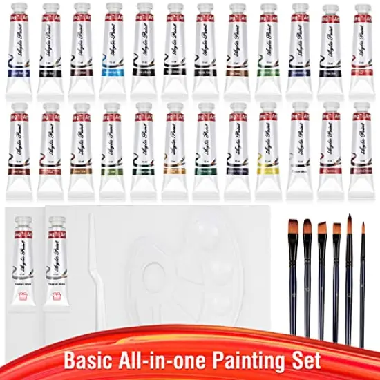 36 Pieces Acrylic Paint Set - Canvas Painting Kit with 26 Acrylic Paints, Nylon Brushes, Plastic Palette, Mixing Knife for Kids, Adults, Beginners, Hobbyists, Artists {5}
