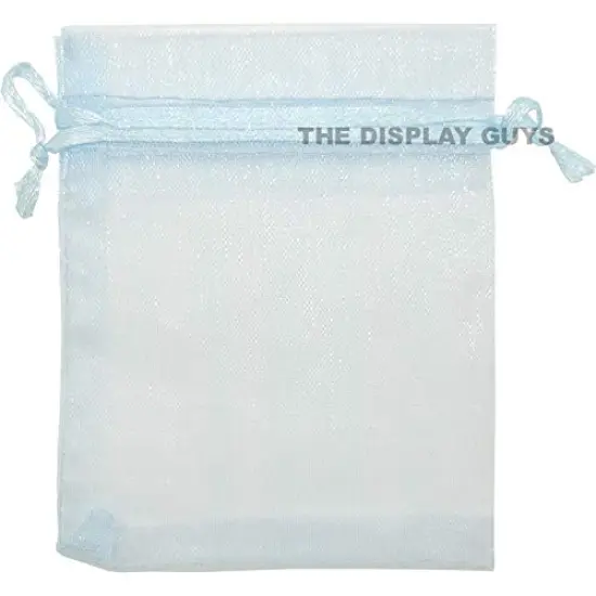 100 Pack 3x4 Blue Sheer Organza Gift Bags with Drawstring, Jewelry Candy Treat Wedding Party Favors Mesh Pouch {4}