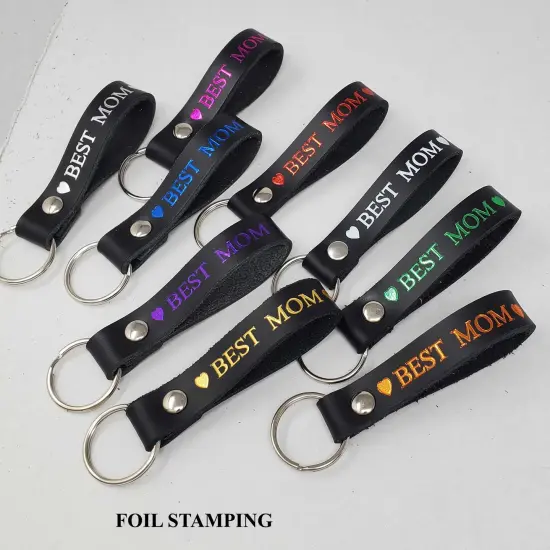 Blank Leather Keychains &ndash; 3/4" Full Grain DIY Kit (10 Pack)-Promotional-Fundraising-Personalized Gifts White {6}