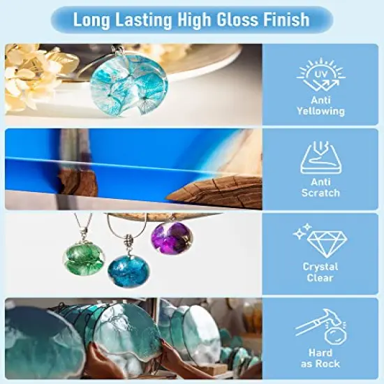 Nicpro 8 Ounce Crystal Clear Epoxy Resin Kit, Food Safe DIY Starter Art Resin for Craft, Canvas Painting, Molds Pigment Jewelry Making, Resin Coating and Casting {4}