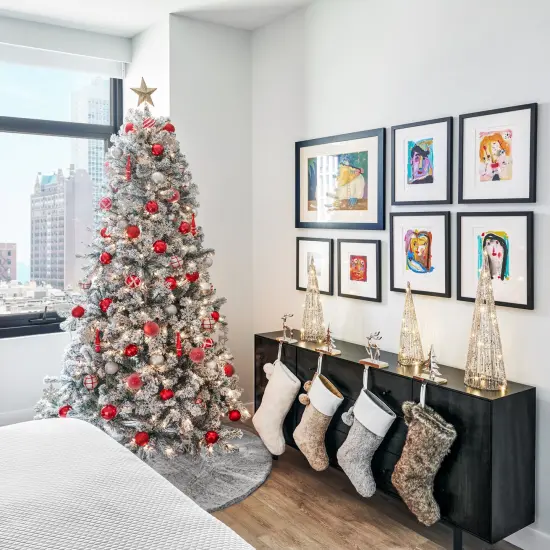 Arctic Grey Faux Fur Christmas Tree Skirt - 60" {3}