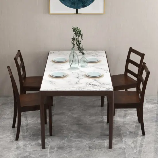 Set of 2 Wood Dining Chairs with Solid Rubber Wood Legs and Curved Backrest Brown {3}