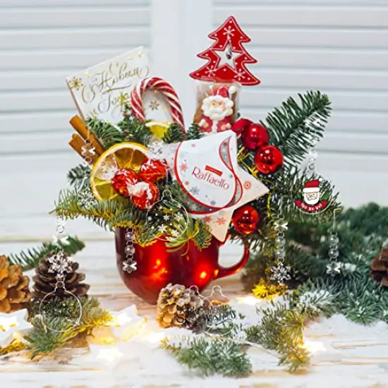 24 Pack Christmas Tree Ornaments Set - 3 Inch Clear Acrylic Flat Disc Ornaments DIY Christmas Crafts with Transparent Crystal Snowflakes for Christmas Winter New Year Party Hanging Decorations {3}