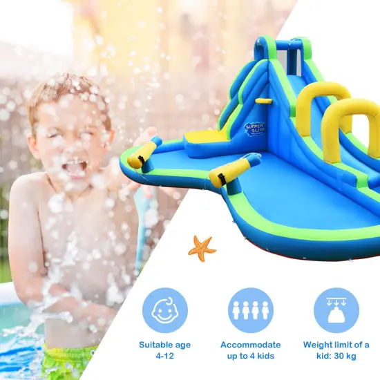 Inflatable Water Slide Kids Bounce House with Water Cannons and Hose Without Blower {3}