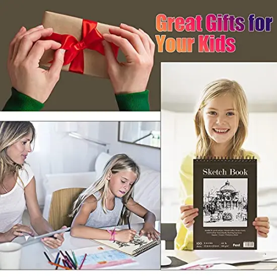 9" x 12" Sketch Book, Top Spiral Bound Sketch Pad, 2 Packs 100-Sheets Each (68lb/100gsm), Acid Free Art Sketchbook Artistic Drawing Painting Writing Paper for Kids Adults Beginners Artists {3}