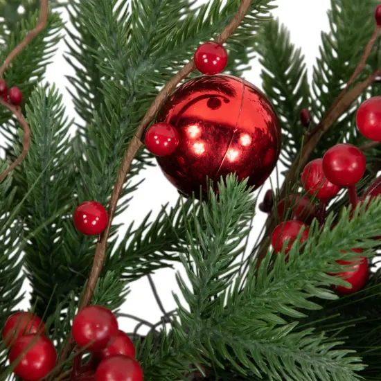 Northlight Real Touch&trade;️ Berries and Pine Artificial Christmas Wreath- 32" - Unlit Green {6}