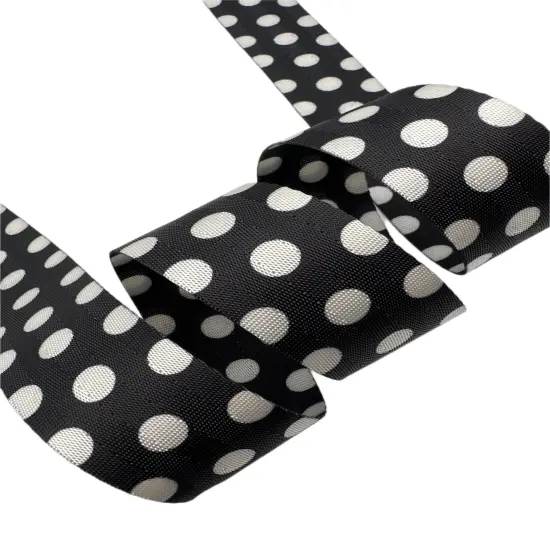 Black and White Polka Dot 1.5&rdquo; Seatbelt Webbing {1}