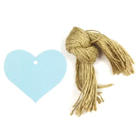 Wrapables 50 Gift Tags with Free Cut Strings, True Heart, Blue {1}