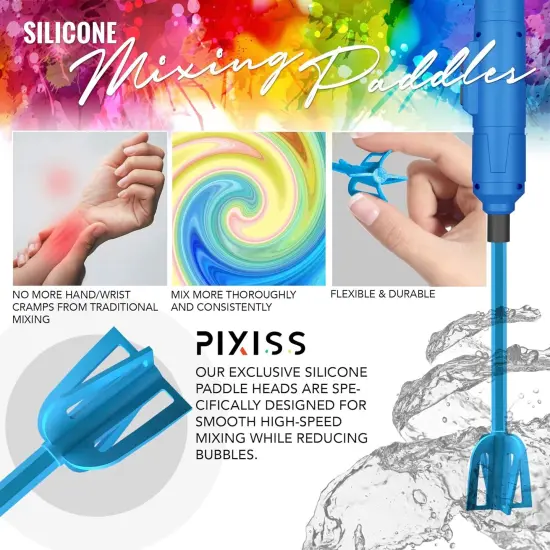 Epoxy Resin Mixer Silicone Paddles - 12 Reusable Pixiss Multipurpose Bidirectional Paint Stirrer for Drill Epoxy & Paint Mixer Drill Attachment - Paint Stirrers Epoxy Stirrer - Paint Mixer for Drill {5}