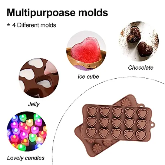 4 Packs Silicone Molds for Chocolate, Food Grade no-stick Baking, candy and butter Mold with different shape {5}