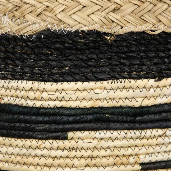Northlight Set of 3 Black and Beige Zig Zag Sew Seagrass Storage Baskets 15.5" {7}