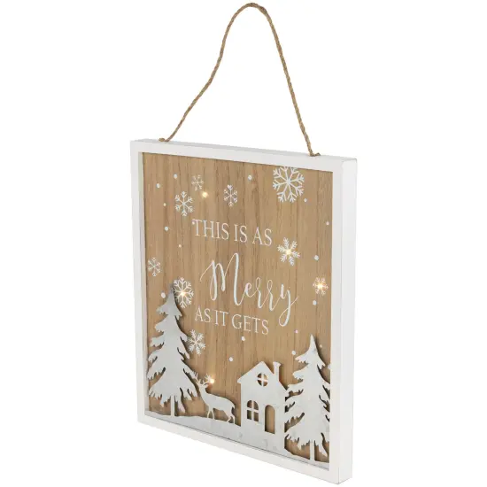 Northlight Lighted "This Is As Merry As It Gets" Christmas Wall Sign - 13.75" Brown {4}