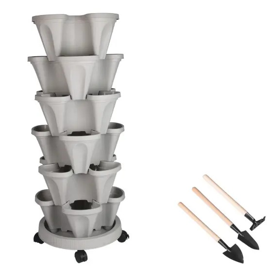Kitcheniva Vertical Stackable Planters Pot With 360&deg; Wheels And Tools {1}