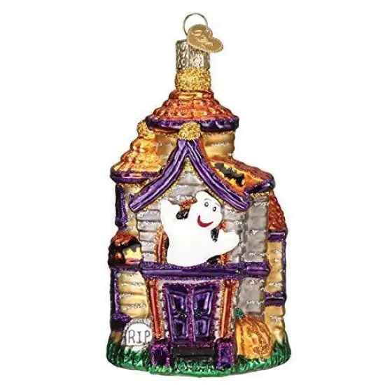 Christmas Haunted House Glass Ornament {1}