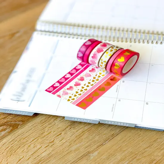 FOILEDValentine's Pink & Gold Hearts Washi Tape Set (#W014) {4}