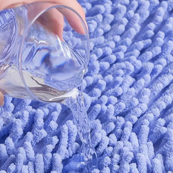 Kitcheniva Luxury Chenille Non Slip Bathroom Rugs Dark blue {4}