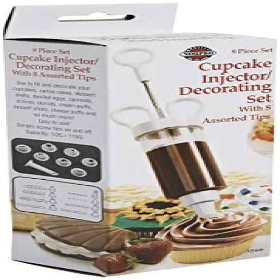 Cupcake Injector/Decorating Icing Set, 9-Piece Set, Stainless Steel, Multicolor {6}