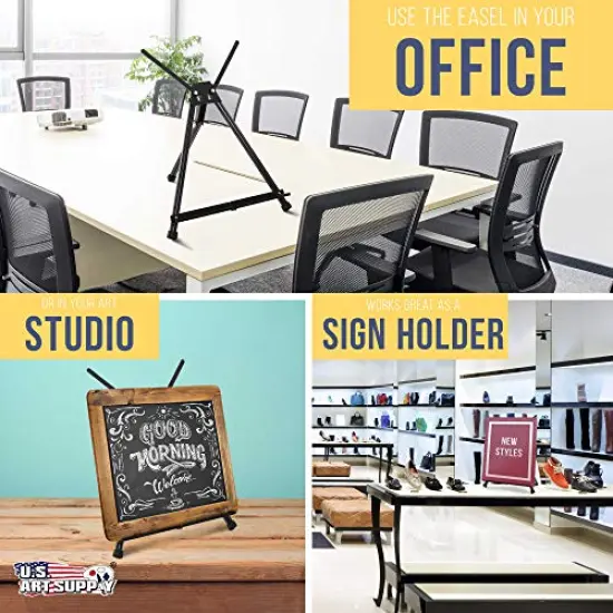15" to 21" High Adjustable Black Aluminum Tabletop Display Easel with Extension Arm Wings - Portable Artist Tripod Folding Frame Stand - Holds Canvas, Paintings, Books, Photos, Signs {3}
