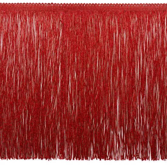 12" Metallic Chainette Fringe Trim Red {1}