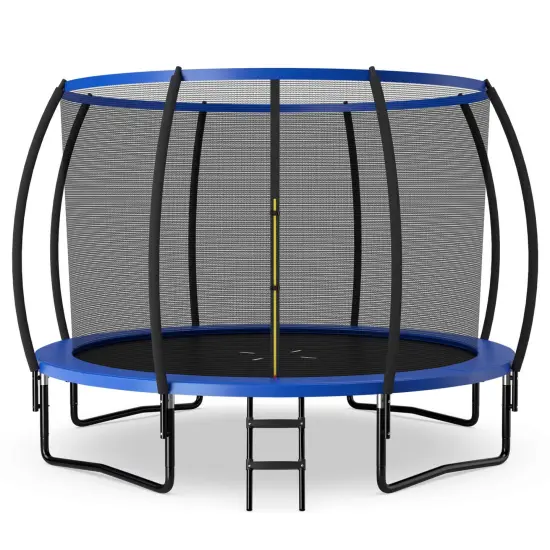 12FT ASTM Approved Recreational Trampoline with Ladder Blue {1}