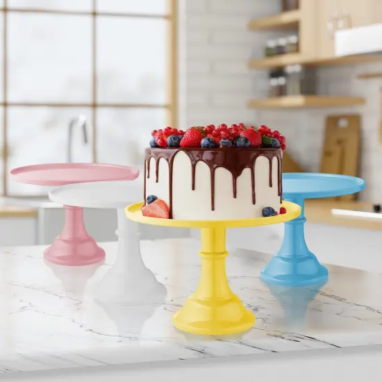 Round Pedestal Cake Stand for Weddings and Birthday Parties Yellow {3}