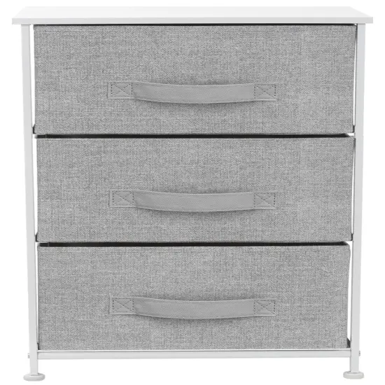 Sorbus Dresser with 3 Drawers - Bedside Furniture & Accent End Table Chest for Home, Bedroom Accessories, Office, College Dorm, Steel Frame, Wood Top, Fabric Drawers White {4}