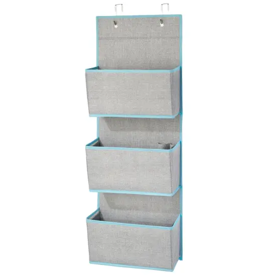mDesign Fabric Closet Hanging Organizers with 3 Pockets + Hooks {5}