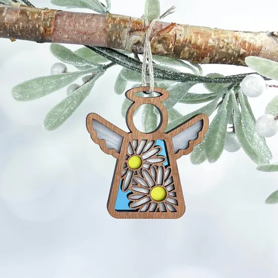 3.5" (H) Daisy Ornament - Handcrafted in Texas - Mother's Angels® Christmas Angel Wings Figurine {5}
