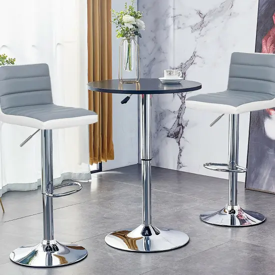 Set of 2 Adjustable Height Barstool with PU Leather {1}