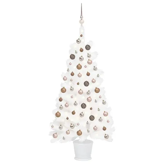 Artificial White Christmas Tree with LEDs and Balls {1}