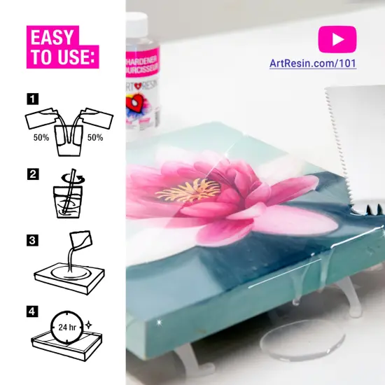 ArtResin Epoxy Resin &ndash; High-Gloss Clear Coat for Art Projects - 8 oz (4 oz resin + 4 oz hardener) (237 ml) {5}