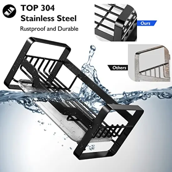 Kitchen Sink Caddy Sponge Holder,Organizer for Soap Brush Dispenser,Countertop Sink Caddy Organizer with Removable Drain Tray {5}