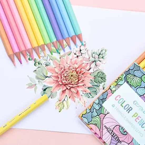 Macaron Colored Pencils, soften wood, Pastel coloring for adult and kids, Pack of 12 {1}