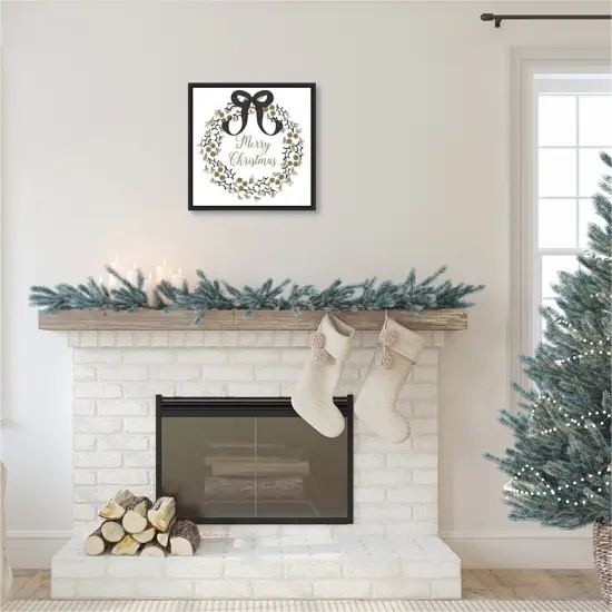 Merry Christmas Wreath by Andi Metz 22-in. W x 22-in. H. Canvas Wall Art Print Framed {6}