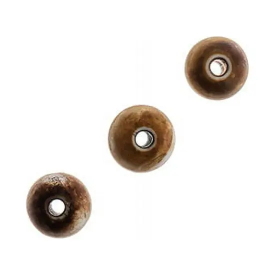 Earth's Jewel Semi-Precious 16" Tibetan Dzi Agate Brown Frosted Matte Striped Banded Pattern {1}